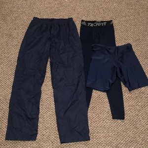 Mens track warm up pants, tights, and race shorts
